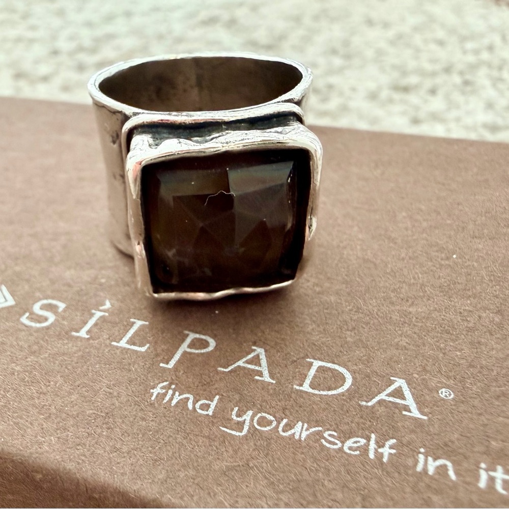 Silpada Sterling Silver Ring with smoky quartz, size 6.5